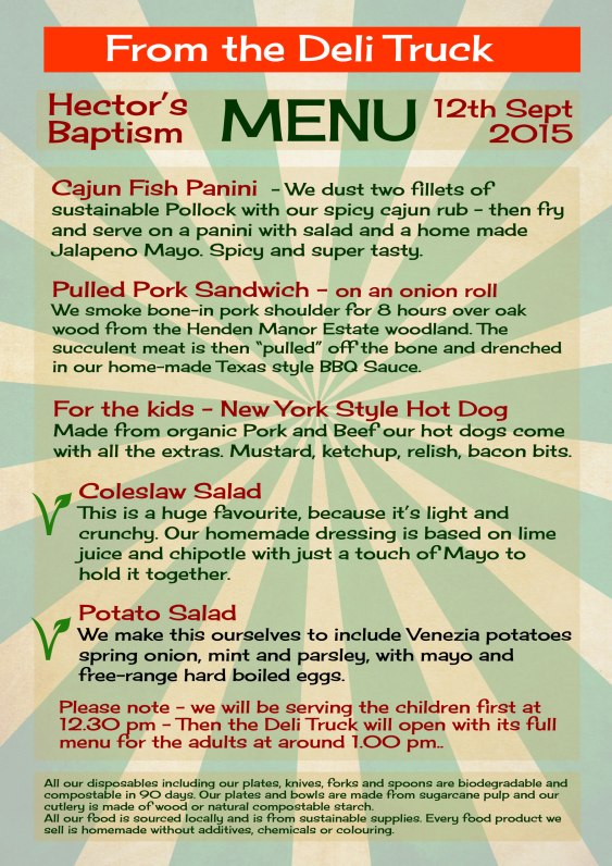 Menu, catering, kent, deli truck,